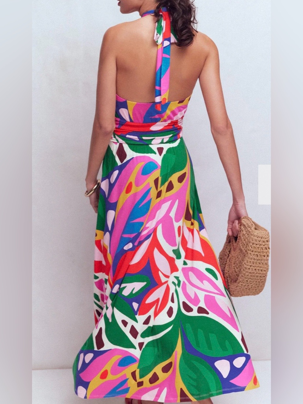 Boden Sydney Green & Multicolor Twist Halter Maxi Dress - Picture 3 of 16